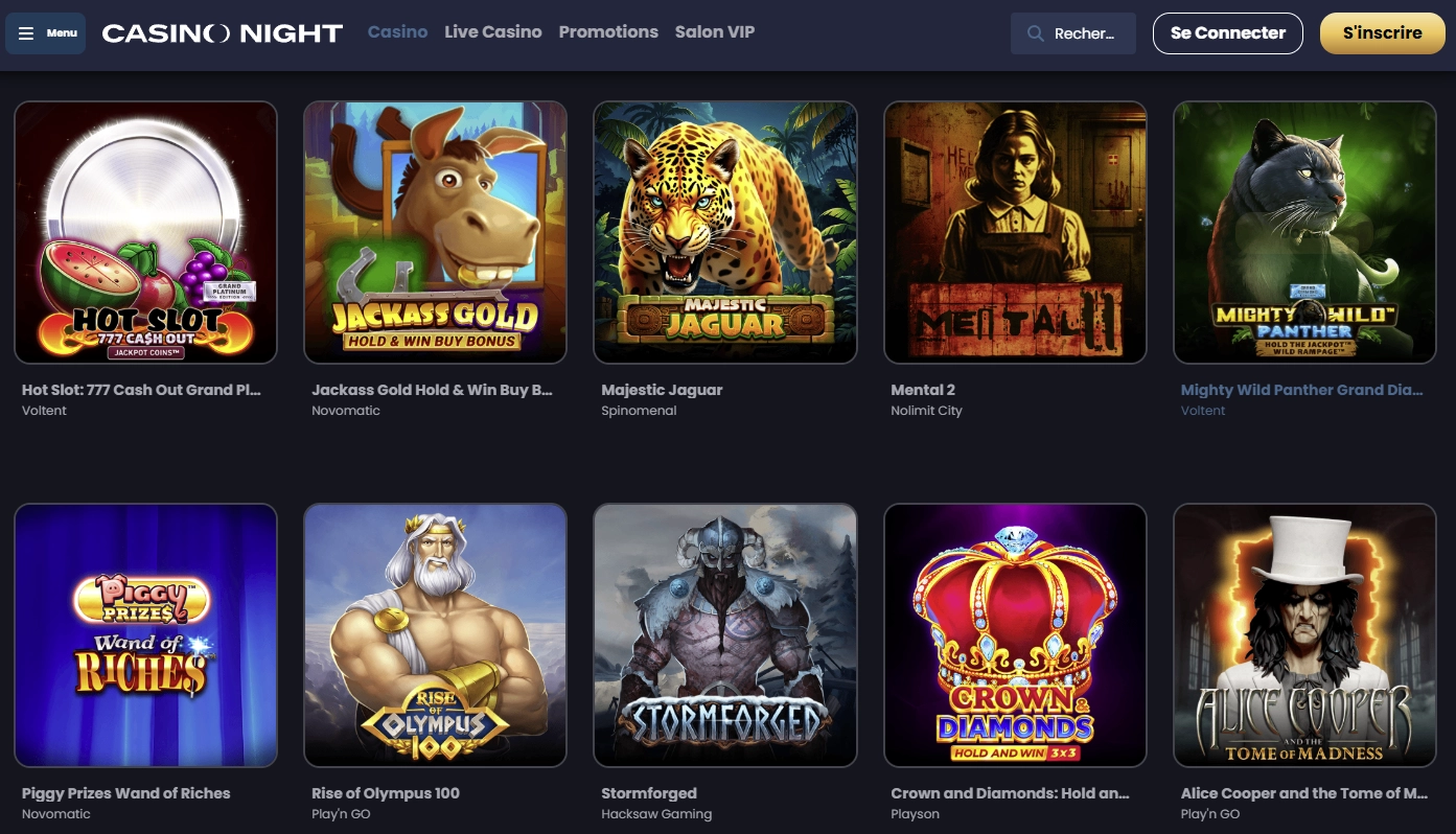 Jeux Night Casino